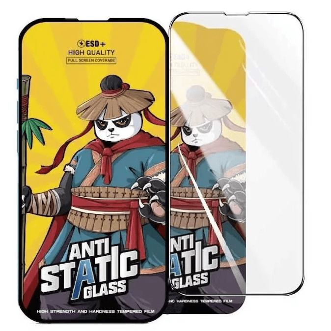 Folie sticla Apple iPhone 17 Pro, Kungfu Panda, Antistatic Glass ESD +, margini negre
