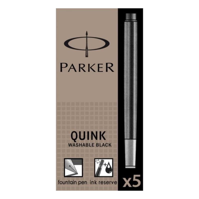 Patroane cerneala lungi (rezerve) Parker Quink, cerneala neagra, set 5 buc 1