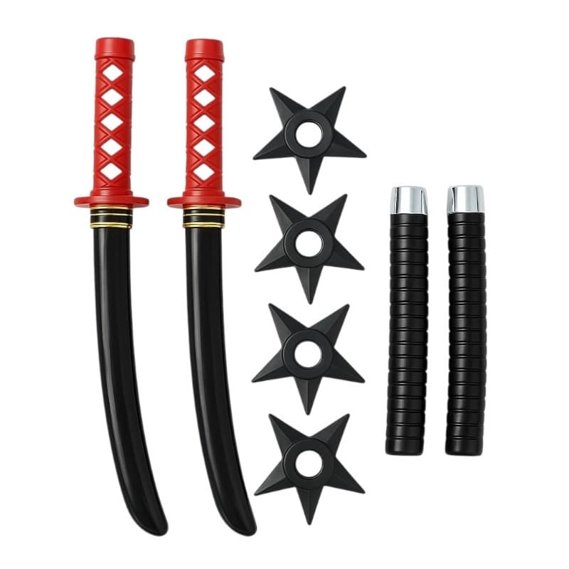 Set Ninja , 2 Sabii, 3 Stele si Nunchaku , 44x22 cm