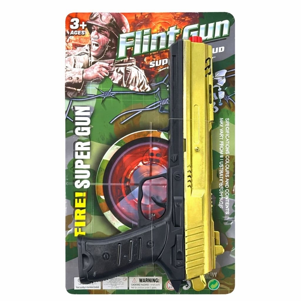 Pistol jucarie tip Flint Gun, auriu, 27.5 cm