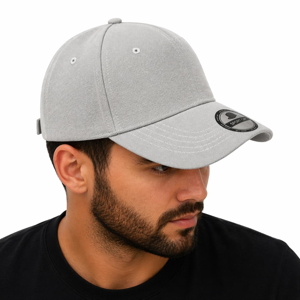 Sapca gri reglabila unisex, stil casual simplu 3