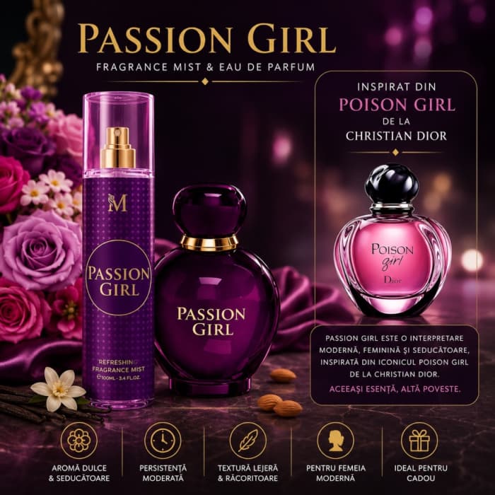 Passion Girl Fragrance Mist &amp; Eau de Parfum pentru Femei 100 ml – Inspirat din Poison Girl de la Dior  Montage Brands 2