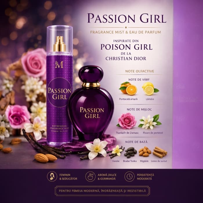Passion Girl Fragrance Mist &amp; Eau de Parfum pentru Femei 100 ml – Inspirat din Poison Girl de la Dior  Montage Brands 5