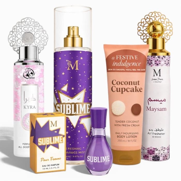 Set Cadou Femei 5 Produse Dulci si Florale – Parfum Body Mist Lotiune si Air Freshener Cadou Ideal 1