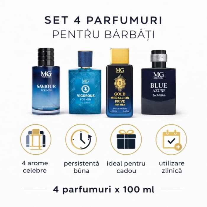 Set 4 parfumuri bărbați inspirate din Sauvage, Versace Eros, 1 Million și Bleu de Chanel – 4 x 100 ml – MG Perfumes 3