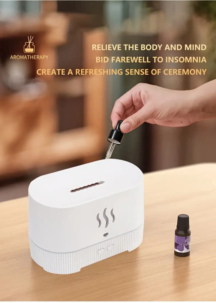 Umidificator aer, difuzor aromaterapie FT-1923A, efect flacara, telecomanda, turcoaz 2