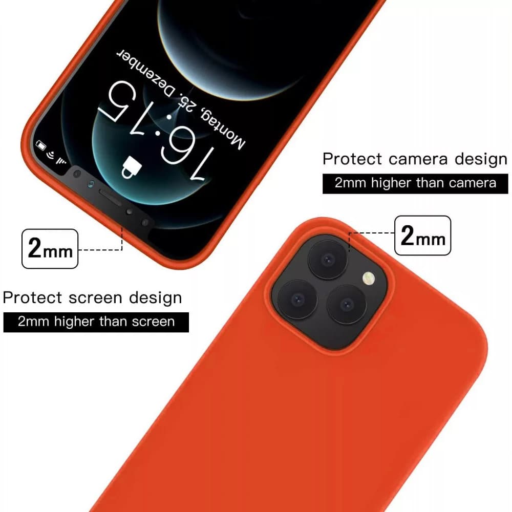 Husa Apple iPhone 11 Luxury Silicone, catifea in interior, protectie camere, portocalie 3