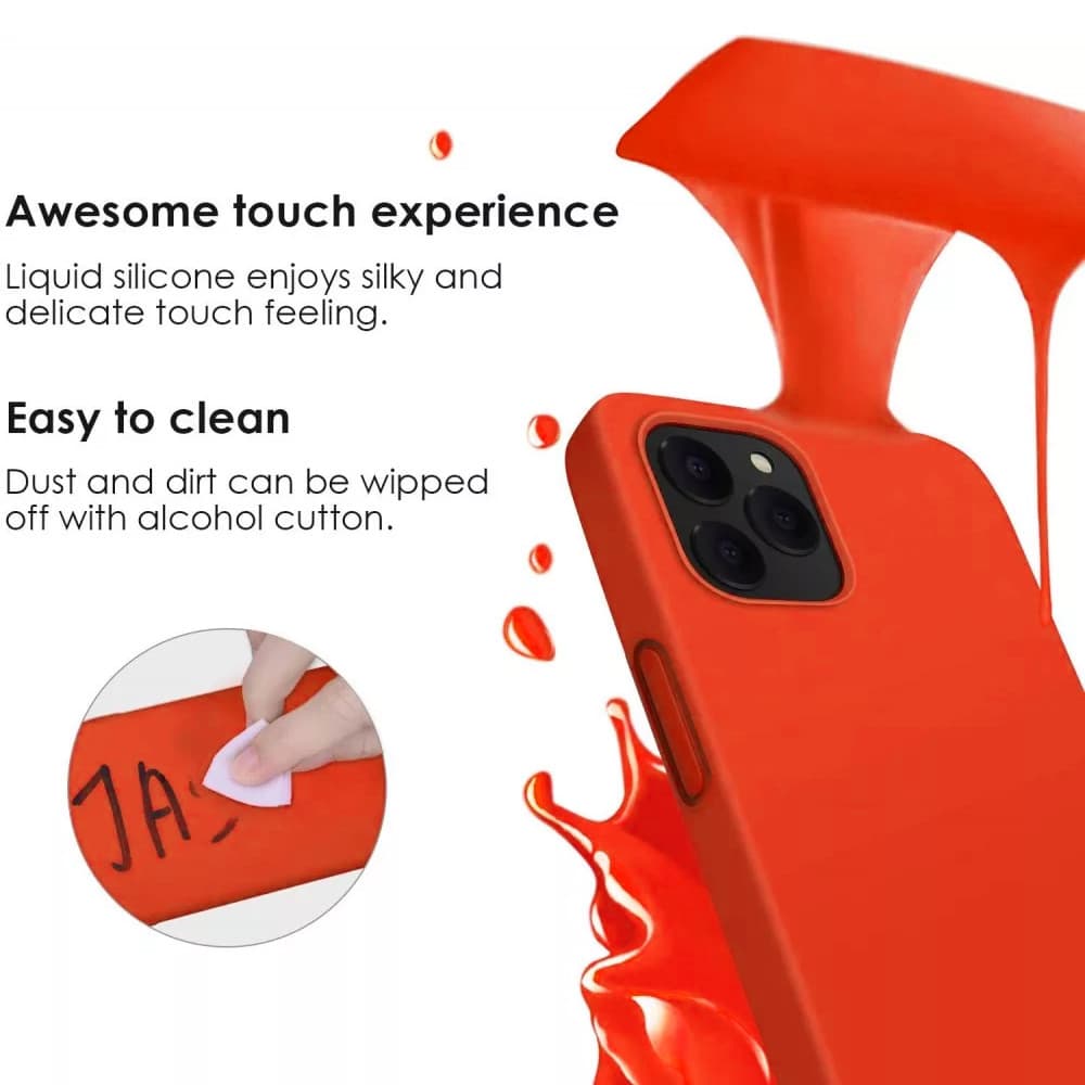 Husa Apple iPhone 11 Luxury Silicone, catifea in interior, protectie camere, portocalie 4