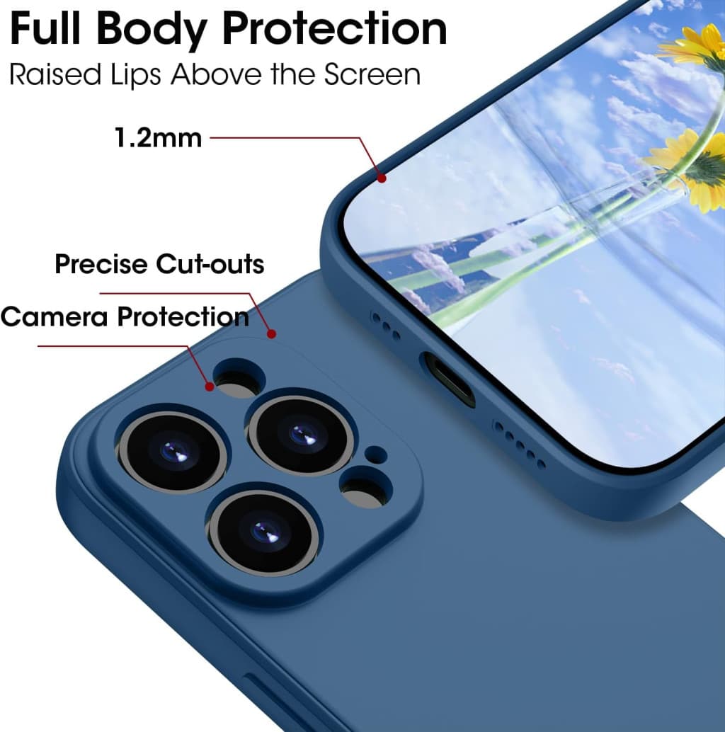 Husa Apple iPhone 14 Pro Max, Luxury Silicone, catifea in interior, protectie camere, albastra 3
