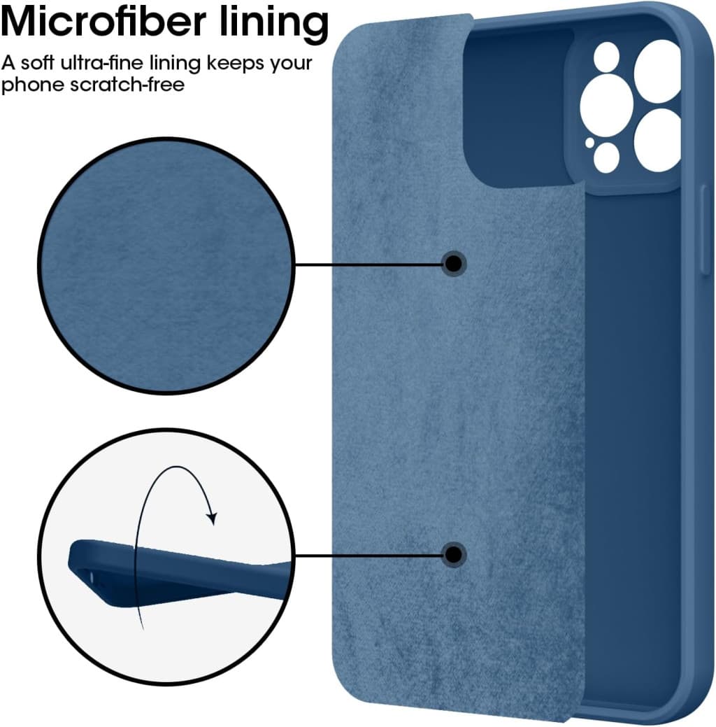 Husa Apple iPhone 14 Pro Max, Luxury Silicone, catifea in interior, protectie camere, albastra 4