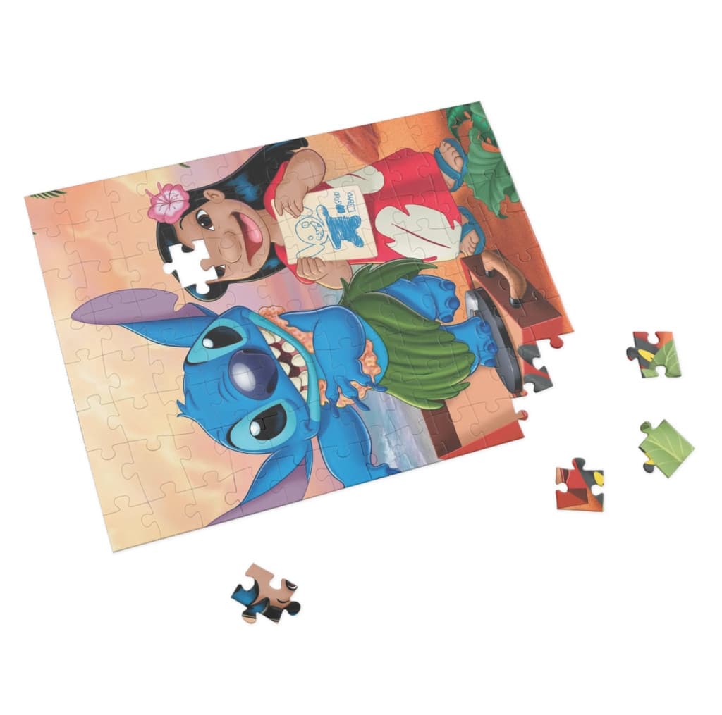 Puzzle 80 piese, 20 x 15 cm, personaje Lilo and Stitch, model 2 2