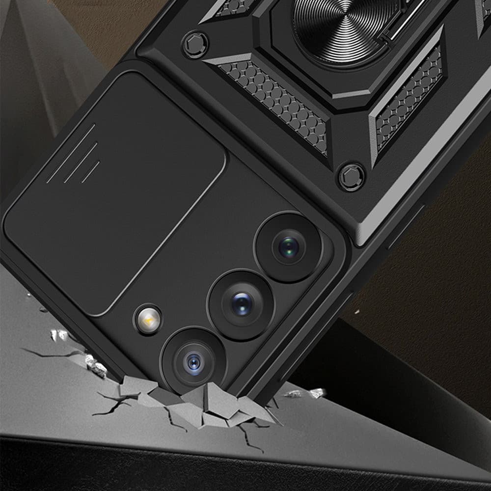 Husa Samsung Galaxy S24 Ultra, Camshield Armor, inel sustinere, protectie camera, rosie 3