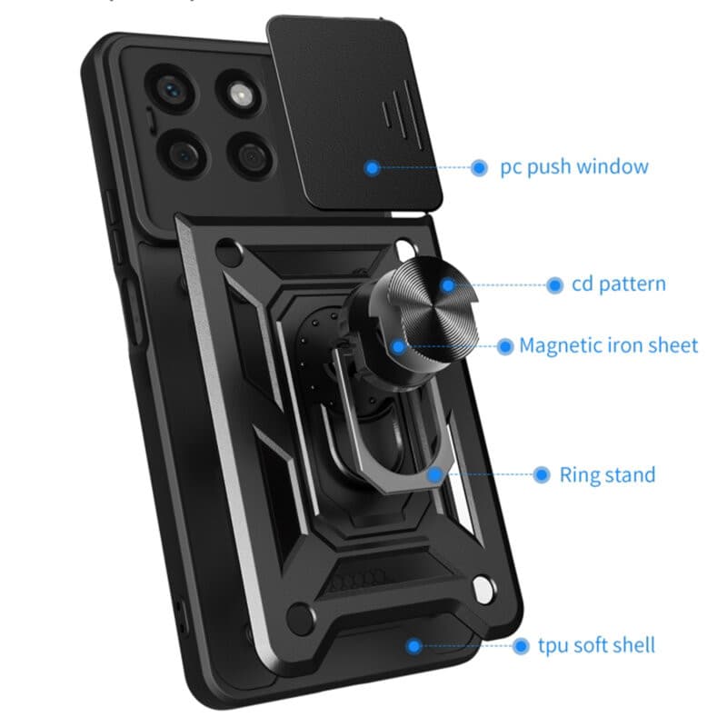 Husa protectie Motorola Edge 50 Neo, Camshield Armor, inel sustinere, protectie camera, rosie 2