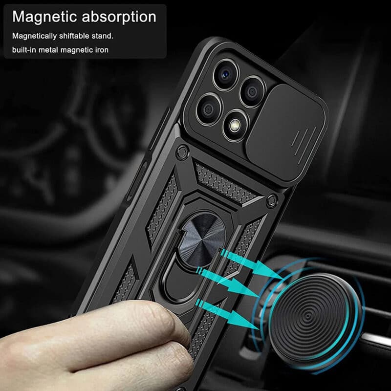 Husa protectie Motorola Edge 50 Neo, Camshield Armor, inel sustinere, protectie camera, rosie 4