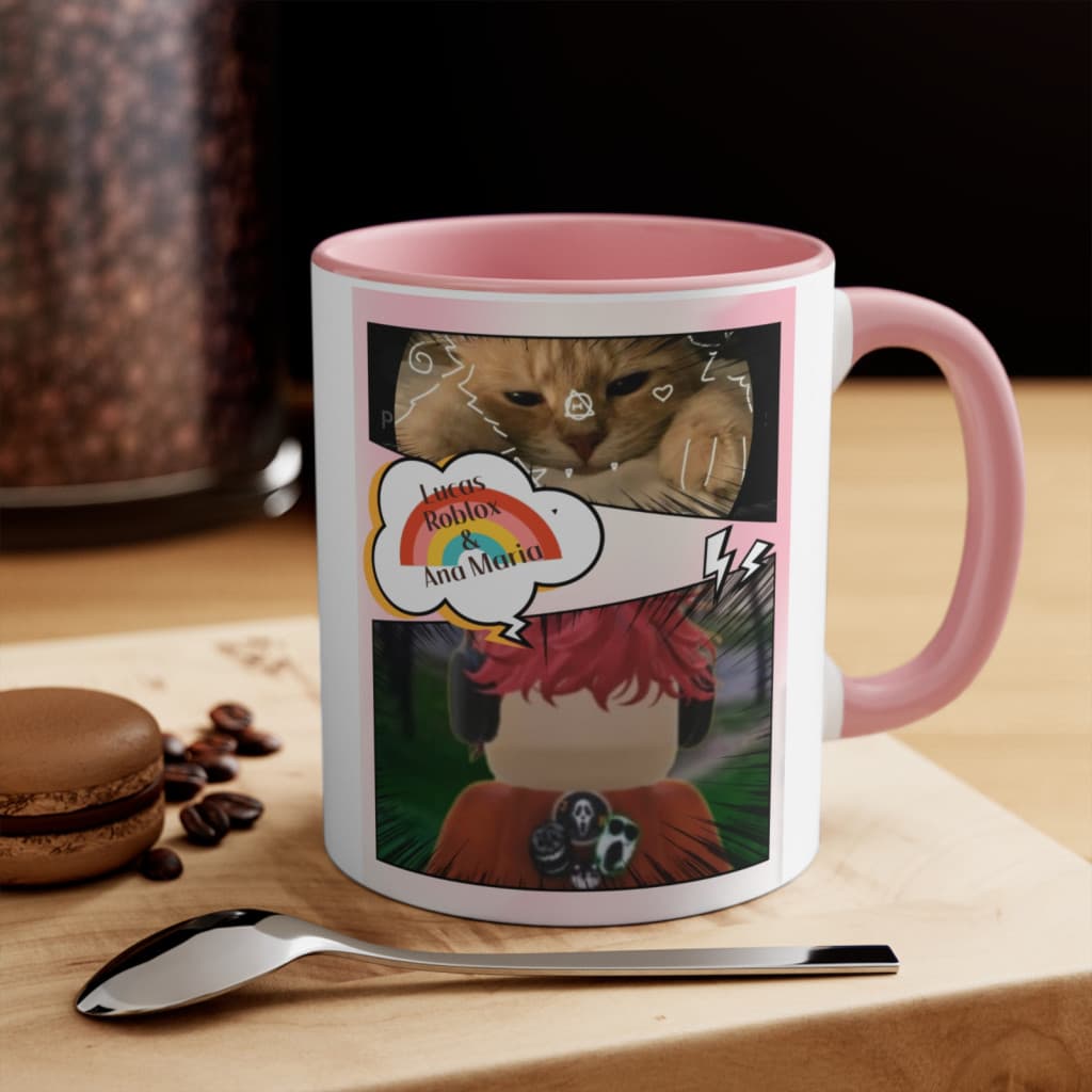 Cana ceramica personalizata, 330 ml, alba, Ana si Lucas 2