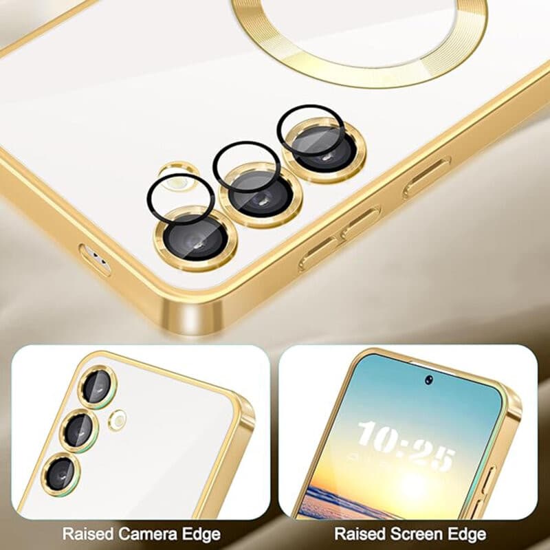 Husa Samsung Galaxy S23 Ultra, Electroplating Magsafe TPU, protectie camera, margini argintii 3