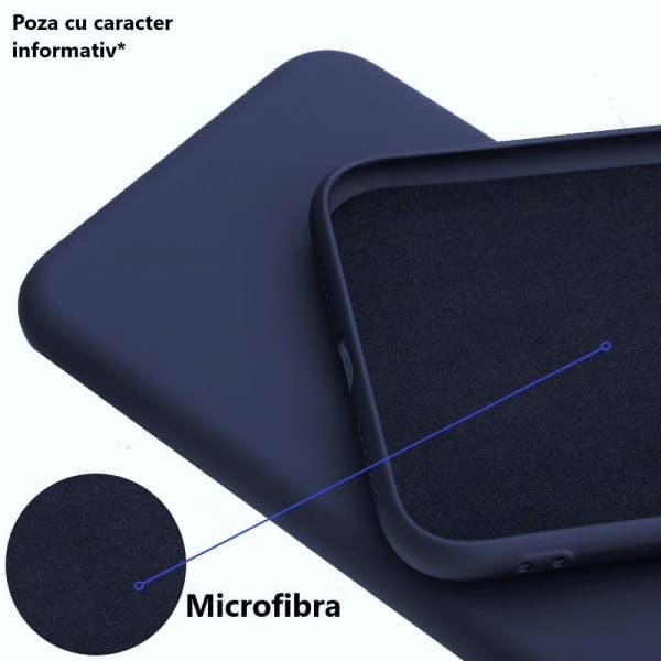 Husa Apple iPhone 13 Pro Max Luxury Silicone, catifea in interior, protectie camere, albastru inchis 2
