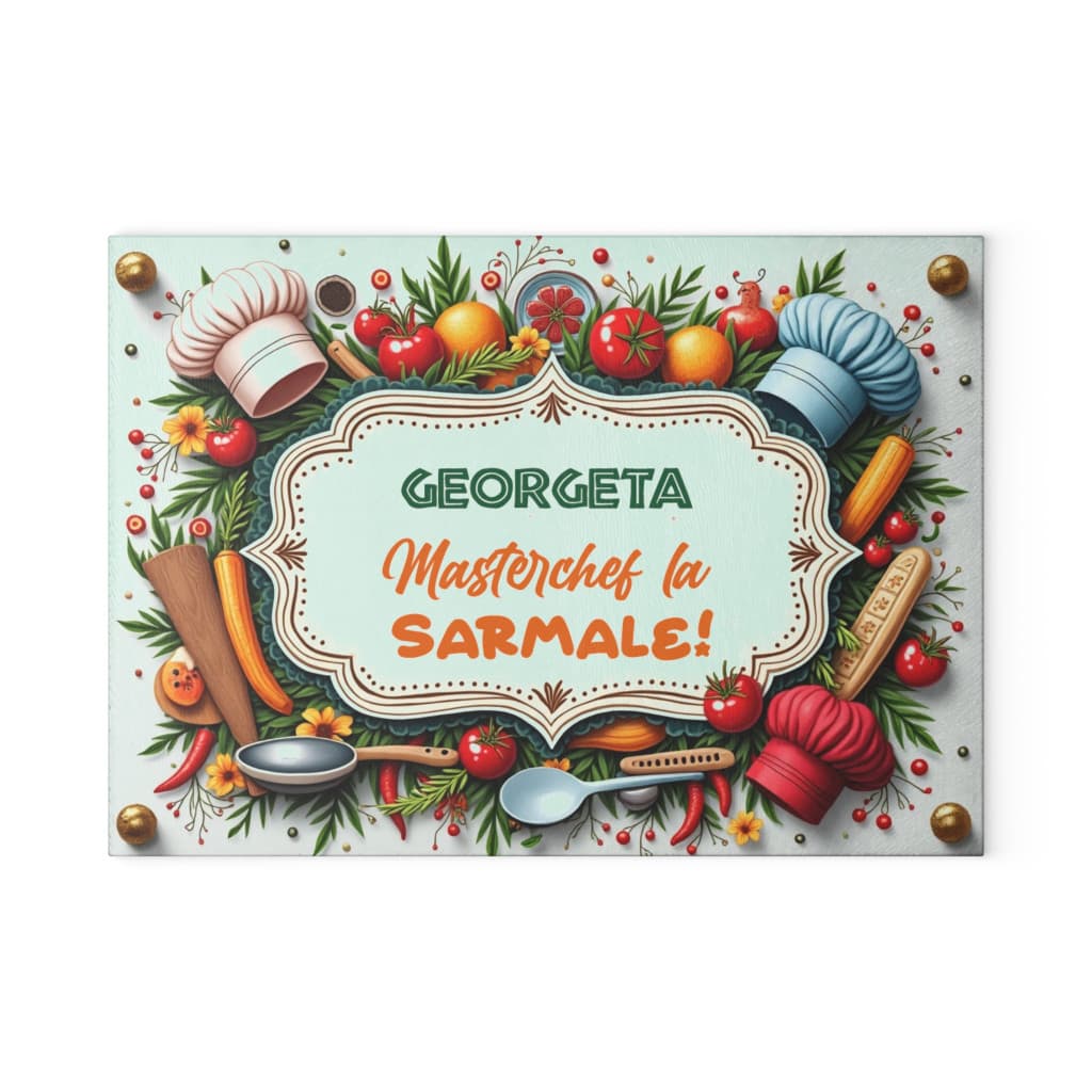 Tocator de sticla, 27 x 18 cm, personalizabil cu nume si mesaj 2