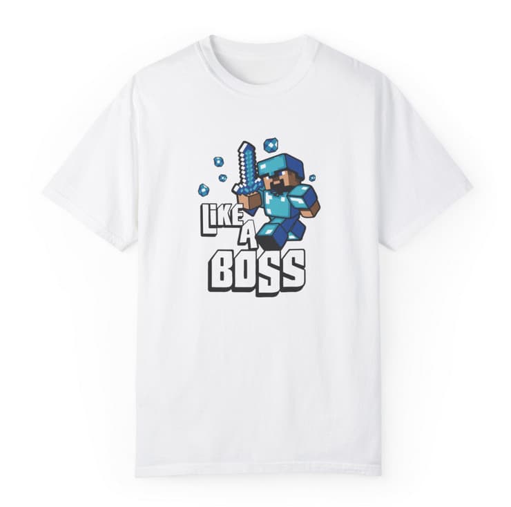 Tricou personalizat alb, copii/adulti, design Like a Boss, modal, diverse marimi 2