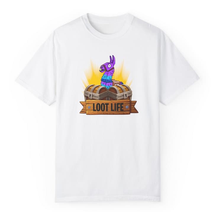 Tricou personalizat alb, copii/adulti, design Loot Life, modal, diverse marimi 2