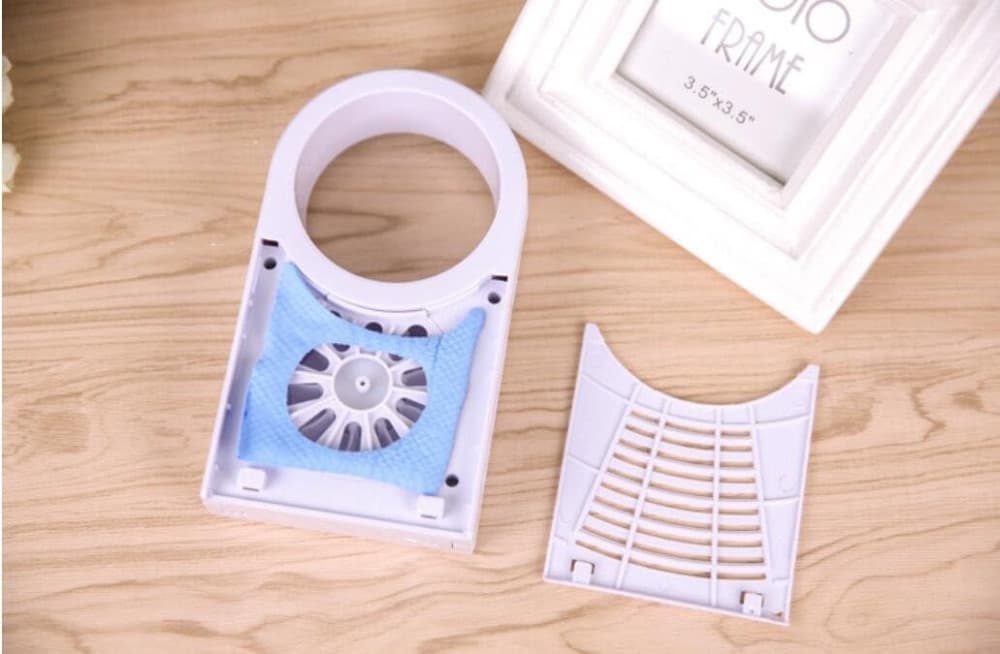 Mini ventilator portabil fara elice, alimentare USB sau baterii, alb/roz 3