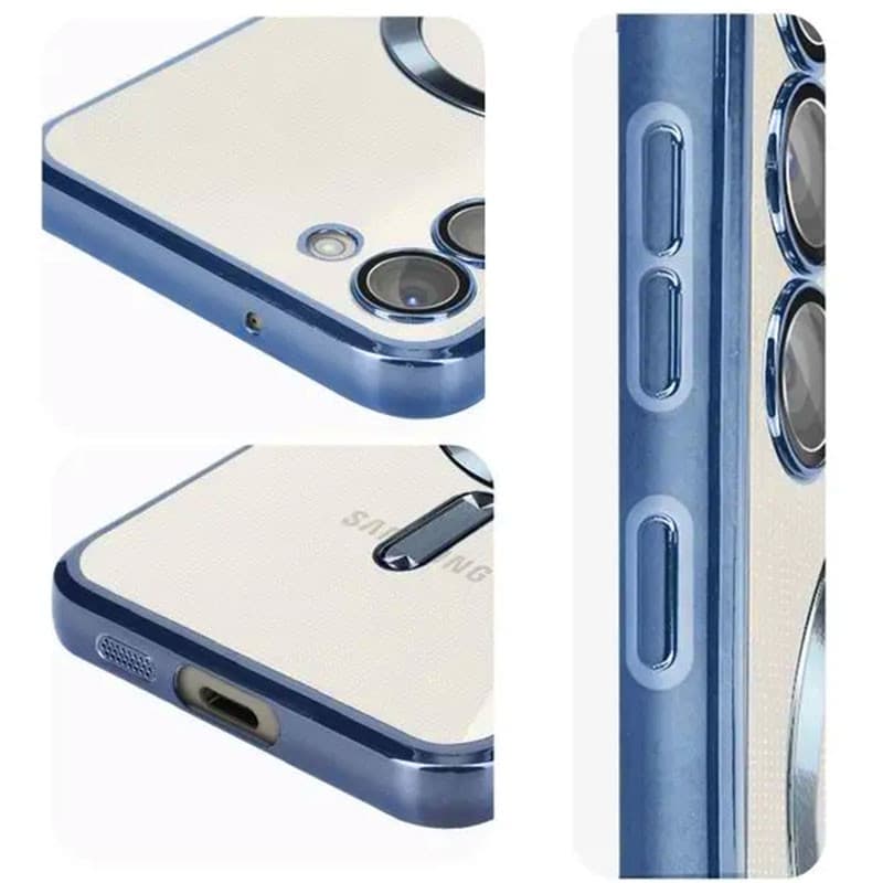 Husa Samsung Galaxy A35 5G, Electroplating Magsafe TPU, protectie camera, margini albastre 2
