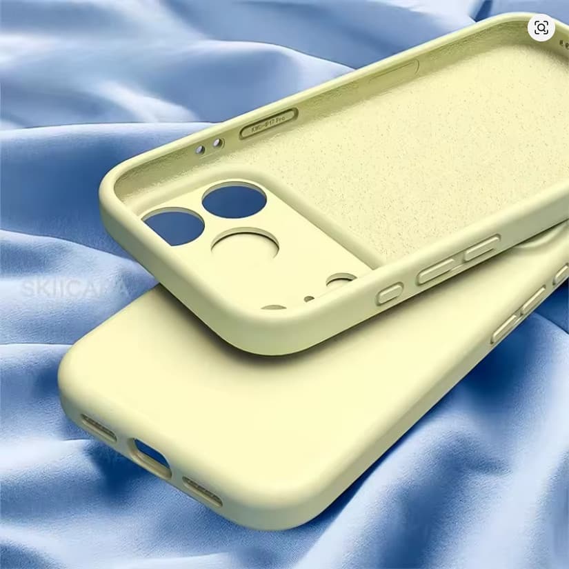 Husa Apple iPhone 17 Pro, Luxury Silicone, protectie camera, catifea in interior, albastru deschis 3