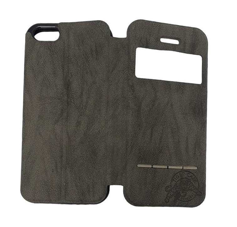 Husă protectie Apple Iphone 5/5S/SE, Tiger Case, tip carte, fereastra notificari, maro inchis 2