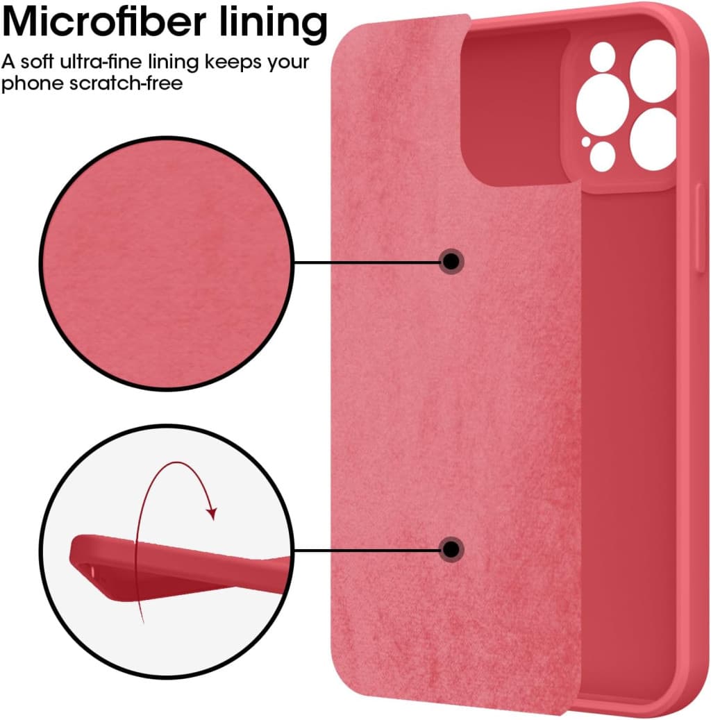 Husa Apple iPhone 14 Pro Max, Luxury Silicone, catifea in interior, protectie camere, rosie 4