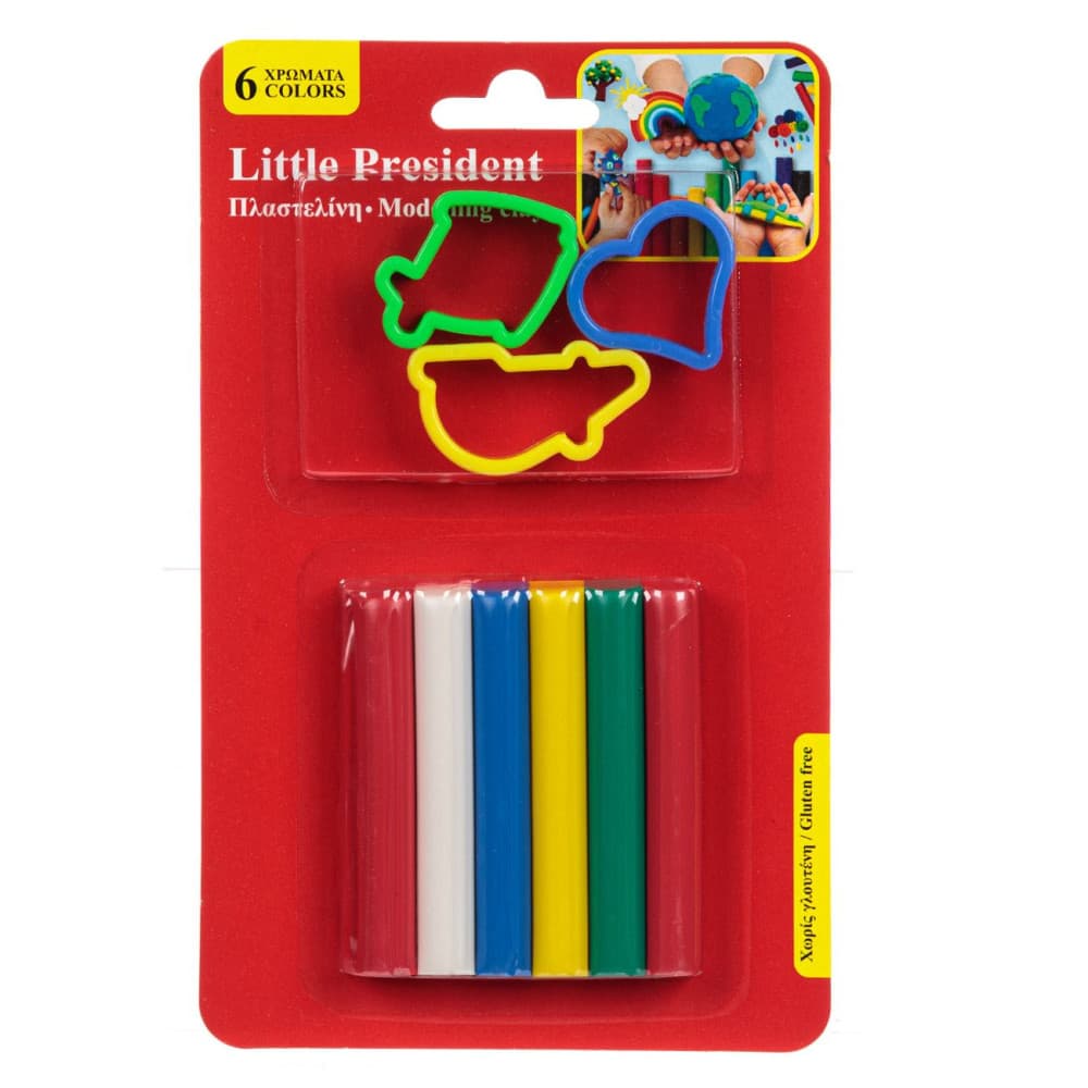 Set plastilina Little President, 6 culori si 3 forme din plastic 2