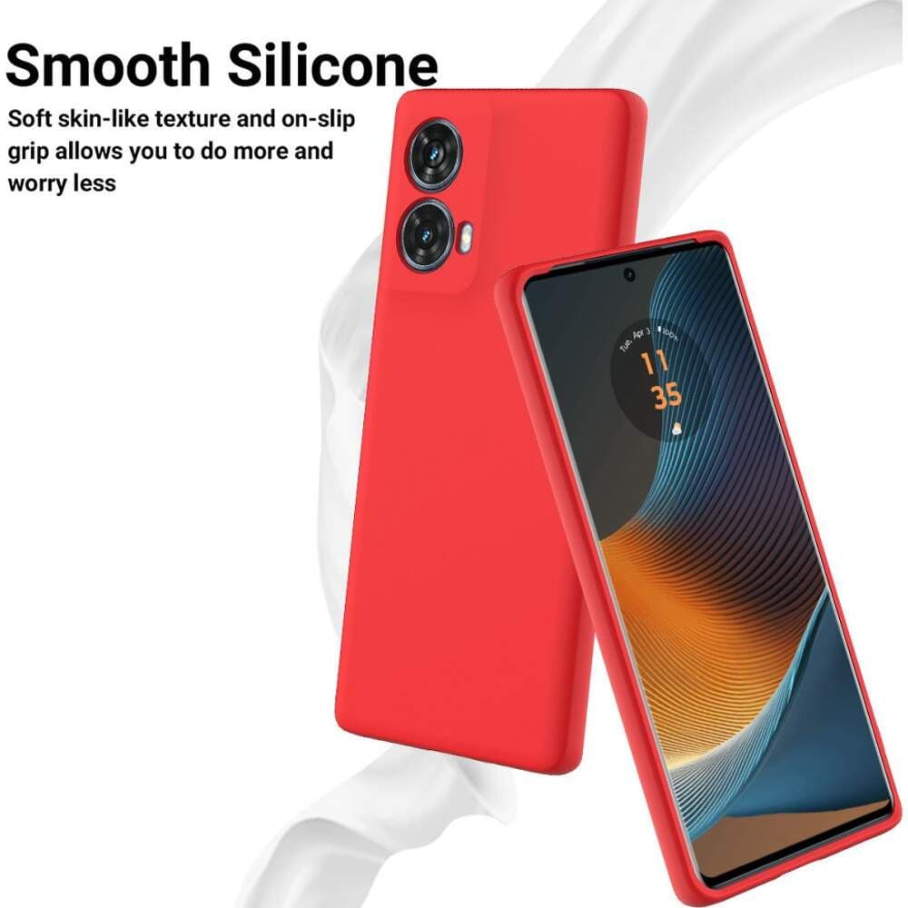 Husa Motorola Moto G85, Luxury Silicone, protectie camera, catifea in interior, rosie 2