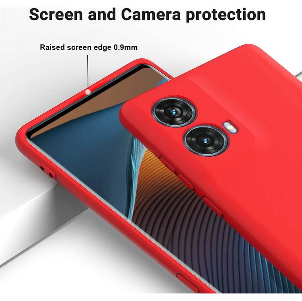 Husa Motorola Moto G85, Luxury Silicone, protectie camera, catifea in interior, rosie 3