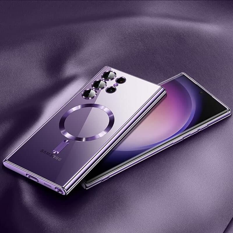 Husa Samsung Galaxy S24 Ultra, Electroplating Magsafe TPU, protectie camera, margini mov 3