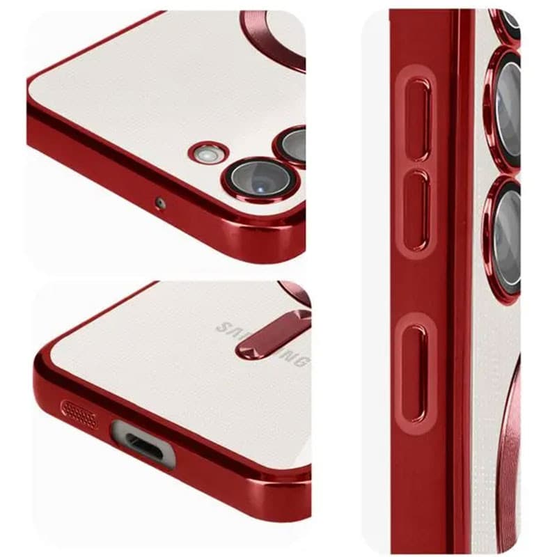 Husa Samsung Galaxy A55 5G, Electroplating Magsafe TPU, protectie camera, margini rosii 2