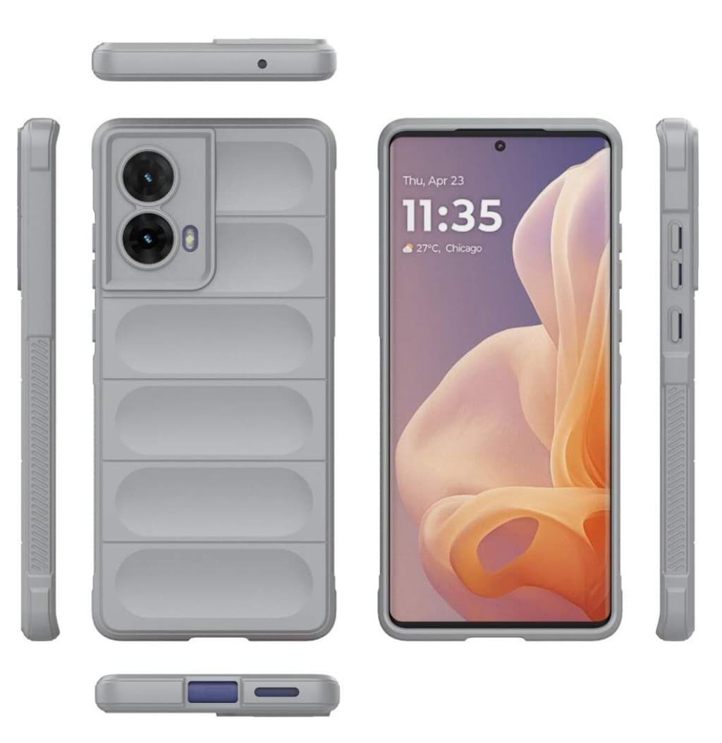 Husa Motorola Moto G85, Wave Silicone, protectie camera, catifea in interior, smoke gray 2