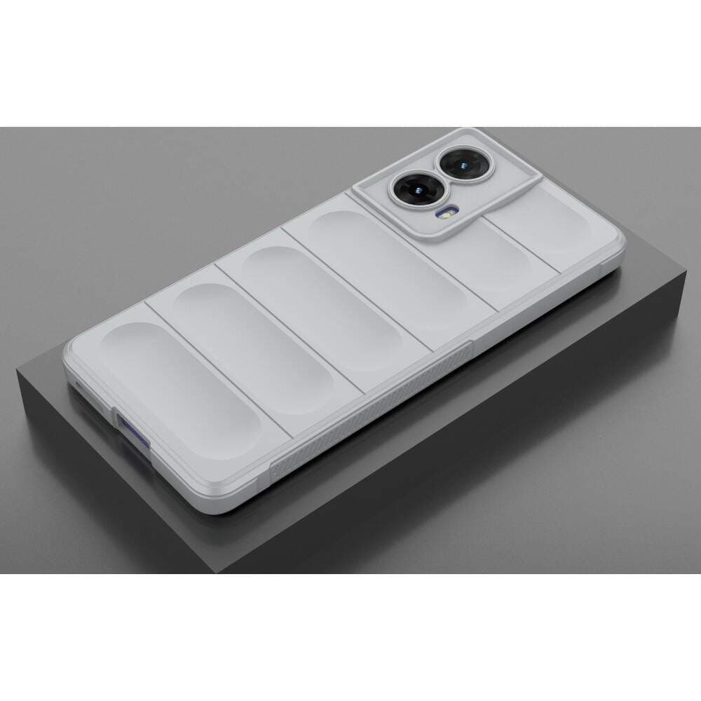 Husa Motorola Moto G85, Wave Silicone, protectie camera, catifea in interior, smoke gray 3