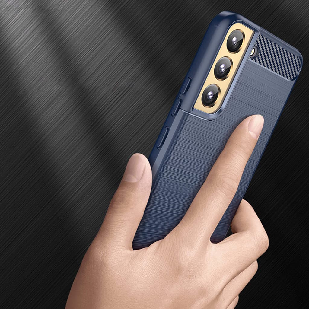 Husa protectie Samsung Galaxy S23, Carbon Stripe, TPU flexibil 2 mm, albastra 5