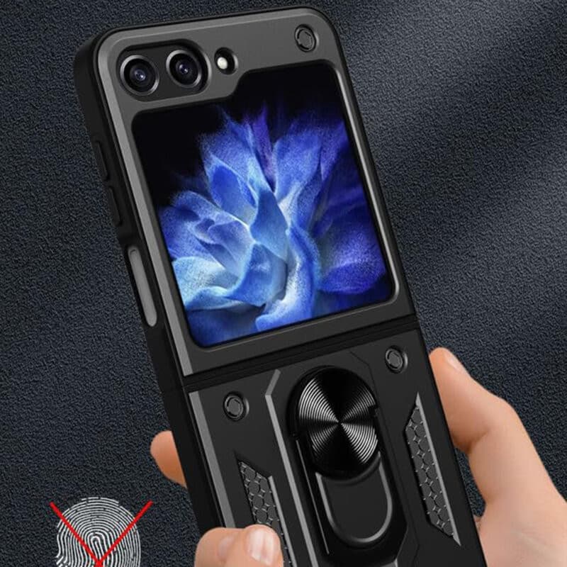 Husa Samsung Galaxy Z Flip6, Camshield Armor, inel sustinere, protectie camera, albastra 5