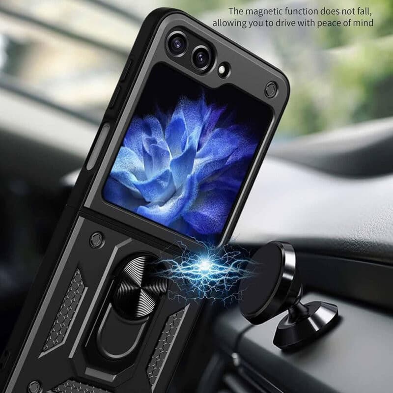 Husa Samsung Galaxy Z Flip6, Camshield Armor, inel sustinere, protectie camera, rosie 2