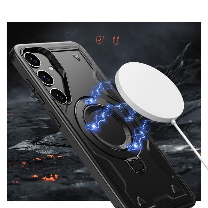 Husa Samsung Galaxy A35, Hybrid Armor MagRing, inel rotativ, neagra 4