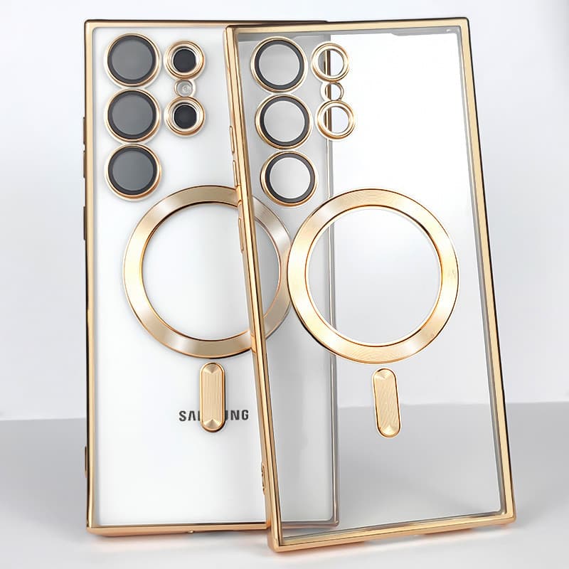 Husa Samsung Galaxy S25 Ultra, Electroplating Magsafe TPU, protectie camera, margini aurii 2
