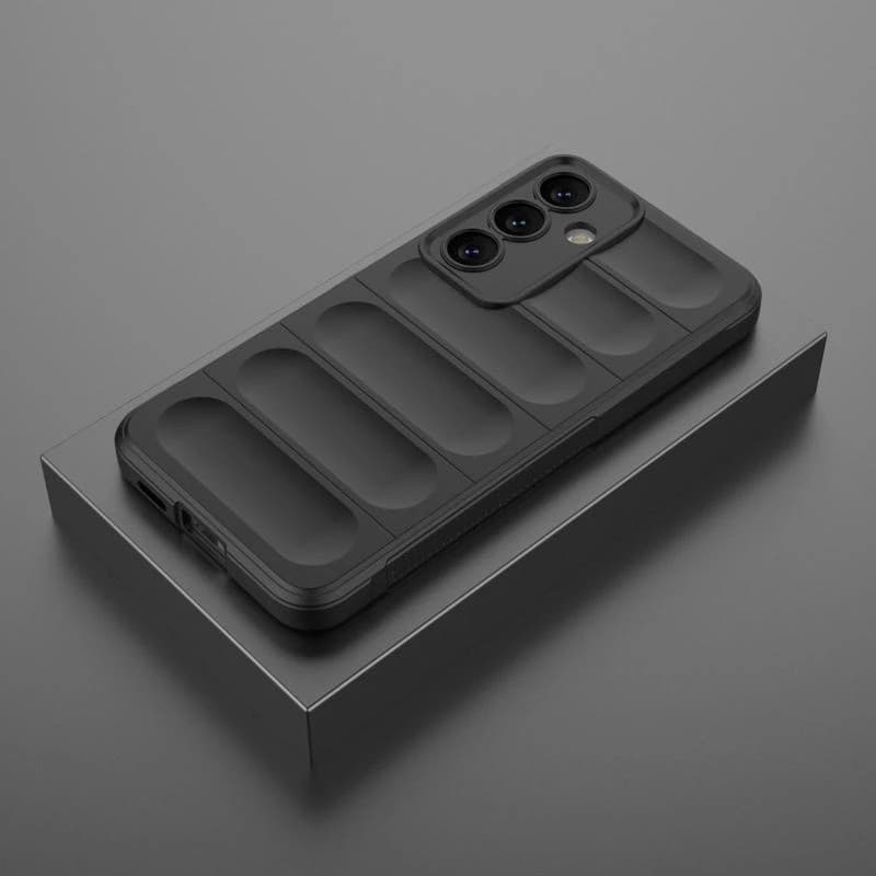 Husa Samsung Galaxy A55, Wave Silicone, protectie camera, catifea in interior, night black 5