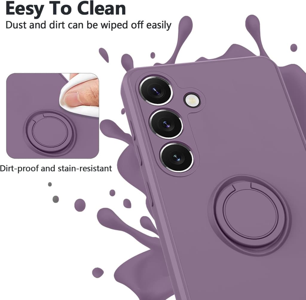 Husa Samsung Galaxy S22, Ring Silicone, inel rotativ, catifea in interior, mov 2