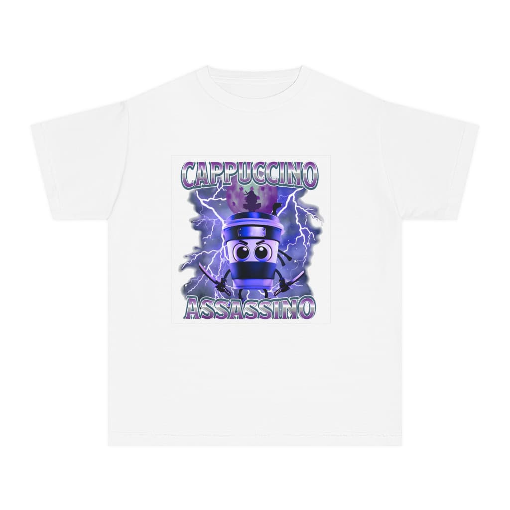 Tricou personalizat alb, copii/adulti, design Cappuccino Assassino 2, modal, diverse marimi 2