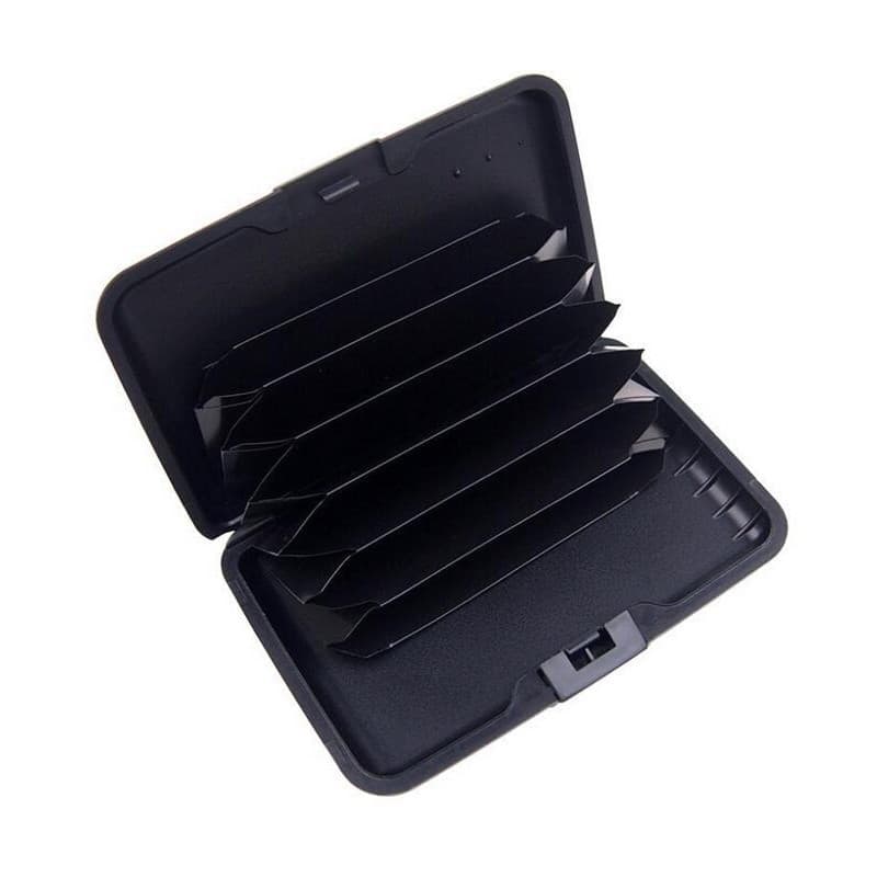 Portofel pentru carduri si bani, carcasa din aluminiu, negru 3