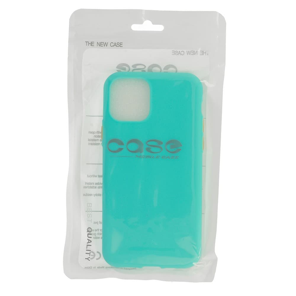 Husa de protectie Button TPU pentru Apple iPhone 11 Pro, silicon moale, verde mint cu butoane galbene 2