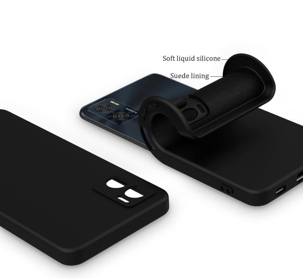 Husa Motorola Moto E22, Luxury Silicone, protectie camera, catifea in interior, neagra 2