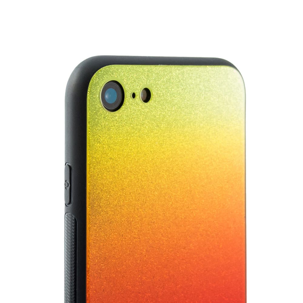 Husa Luxury Aurora pentru Apple iPhone X/XS, spate din sticla, portocaliu/galben 4