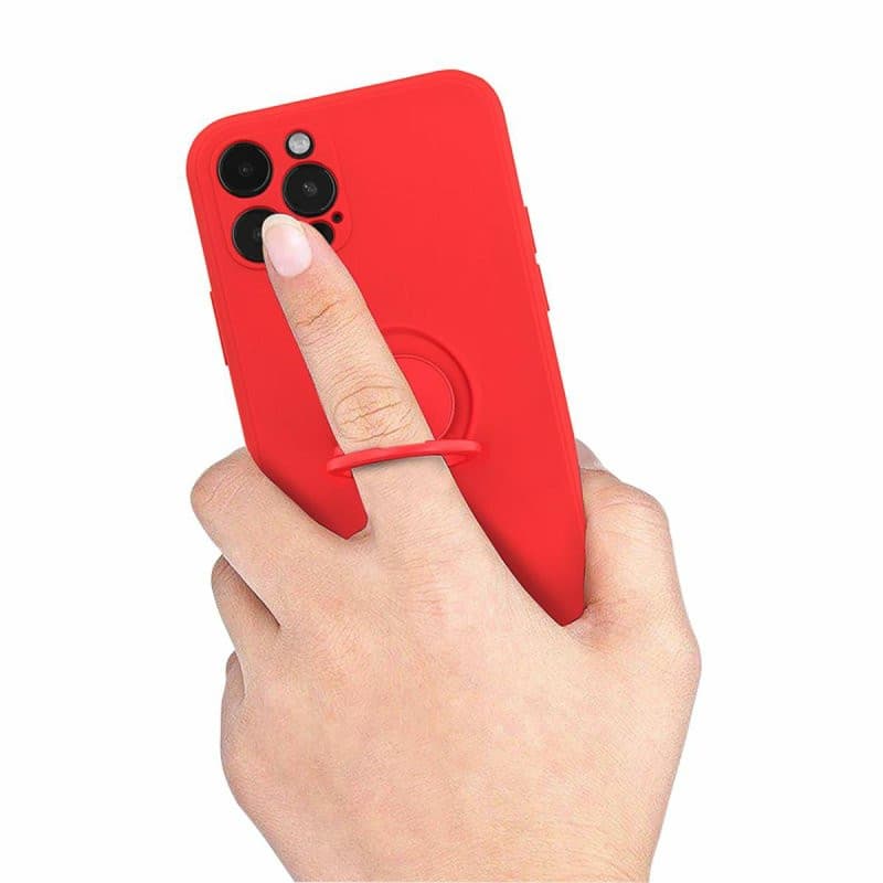 Husa Samsung Galaxy A03s / A02s, Ring Silicone, inel rotativ, catifea in interior, rosie 4