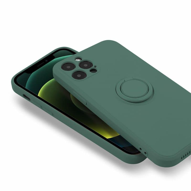 Husa Samsung Galaxy A03s / A02s, Ring Silicone, inel rotativ, catifea in interior, verde 2